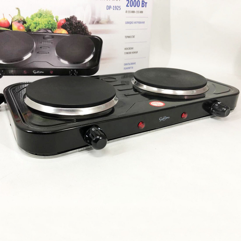 Настільна потужна плита Suntera DP-1925 черная, Побутова електроплитка, Маленькі електричні плити VF-39 Львів - фото 4