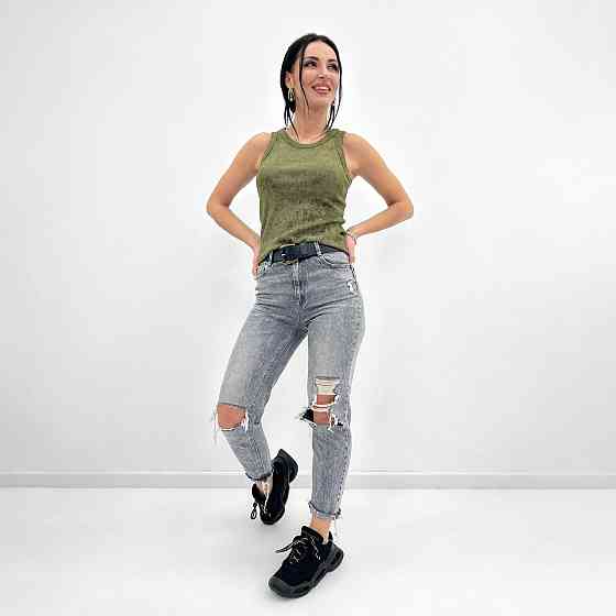 Трикотажная женская майка тай-дай Design 42-44, Хаки Киев