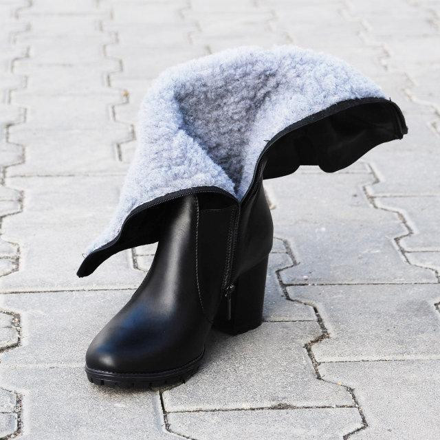Чоботи жіночі зимові комбіновані натуральна шкіра + замша чорні на підборах р. 36, 37, 40, 41 1 Коломия - фото 4