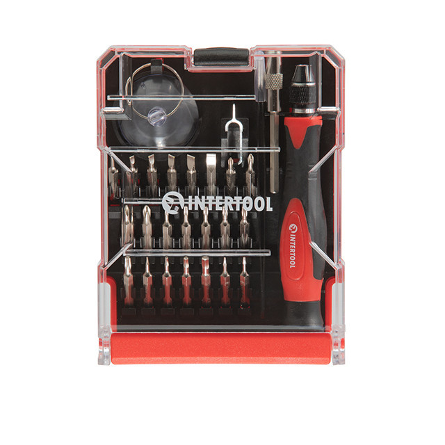 Викрутка прецизійна з комплектом насадок, 29 од., Cr-V INTERTOOL VT-3336 Київ - фото 2
