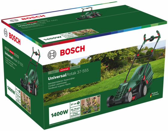 Потужна газонокосарка електрична Bosch UniversalRotak 37-555 : 1.4 кВт, ширина захвата 37 см (06008A6501) Київ