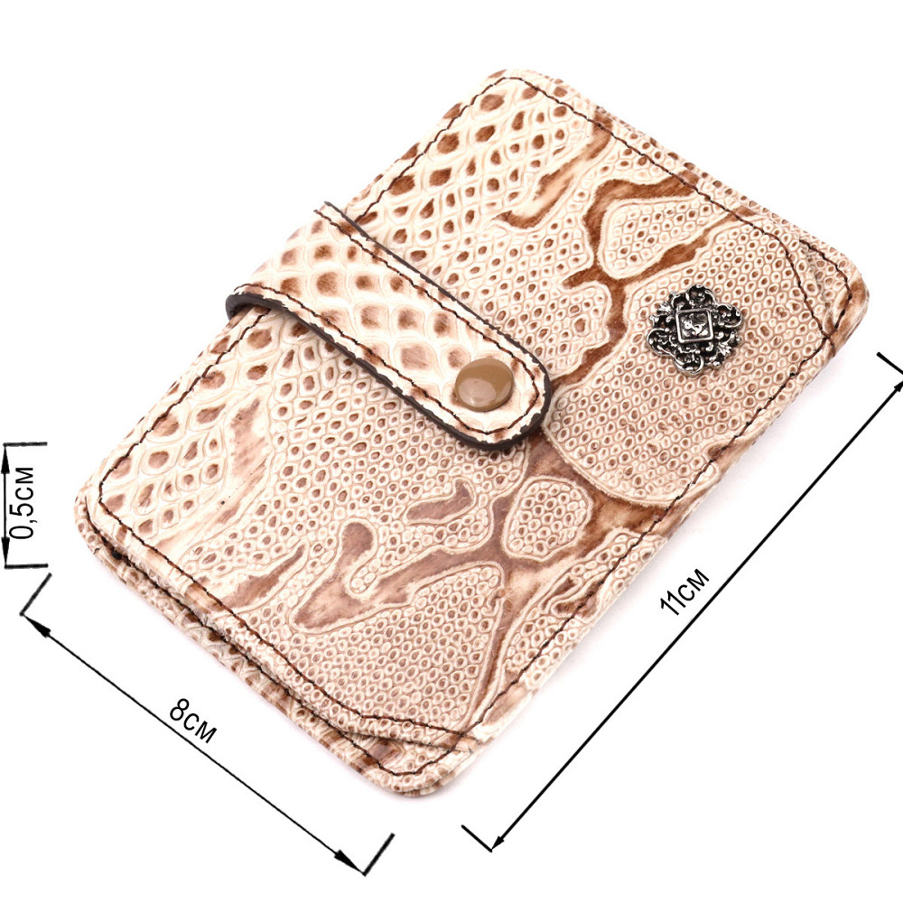 Візитниця із натуральної фактурної шкіри під змію KARYA 20962 Бежевий Київ - фото 3