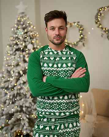 Чоловічий комплект зі штанами — Новорічний орнамент- Family look для сім'ї Tom John 93435 XL Київ