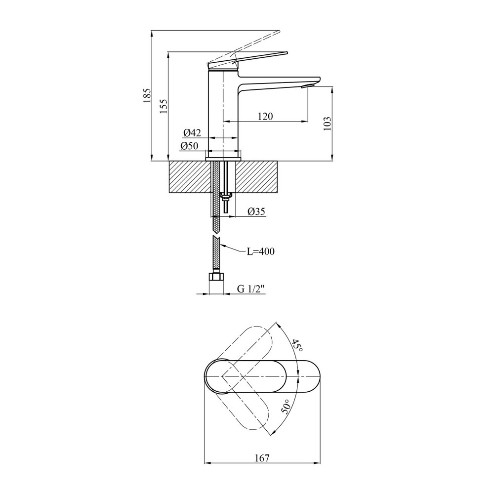Смеситель для раковины Kroner Element 211110-0101 Киев - изображение 2