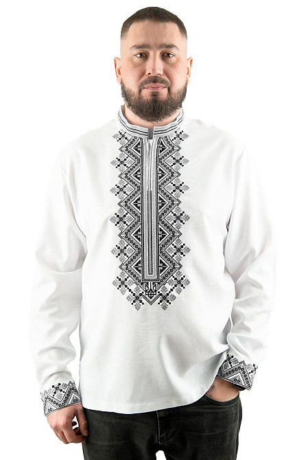 Вишиванка чоловіча, лляна, біла льон Юра Одяг, топ 60 Київ - фото 1
