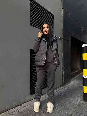 Женский теплый костюм тройка (жилетка+штаны+худи) Одесса