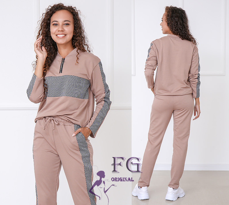 Демисезонный прогулочный костюм из трикотажа Wonderlend батал 50-52, Капучино Киев - изображение 3