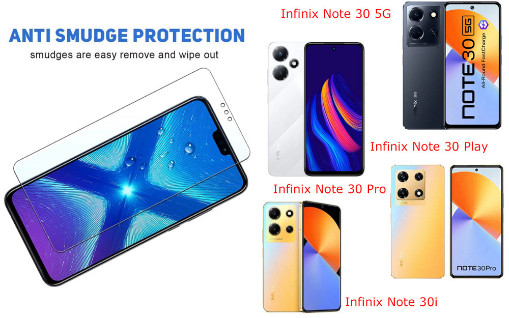 Защитное стекло NeoGlass для Infinix Note 30 5G, Note 30 Play, Note 30 Pro, Note 30i – ультрапрозрачное и Киев - изображение 3