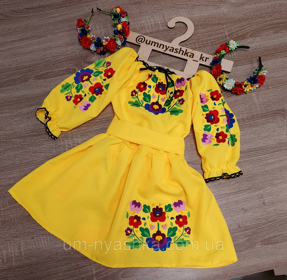 Плаття вишиванка жовте з петриковським розписом Петриківка 104-158 Кривий Ріг - фото 1