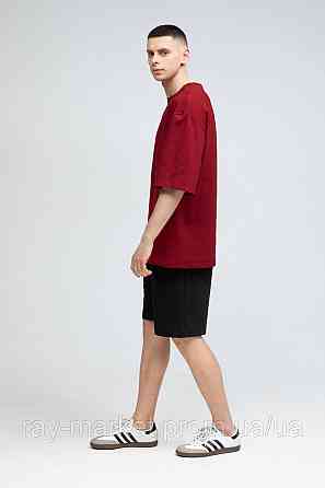 Костюм футболка оверсайз бордовая и шорты черные RAY BASIC мужской (U1801M-Burg-Black) Киев