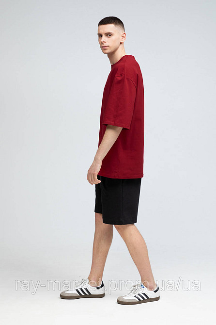 Костюм футболка оверсайз бордова та шорти чорні RAY BASIC чоловічий (U1801M-Burg-Black) Київ - фото 2