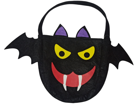Сумка с фетра Летучая Мышь-вампир для конфет на Хеллоуин 20х20см черный Киев