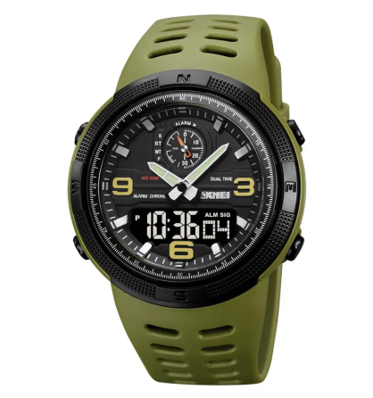Чоловічий спортивний годинник Skmei 1655 (Зелений з чорним табло) Вінниця