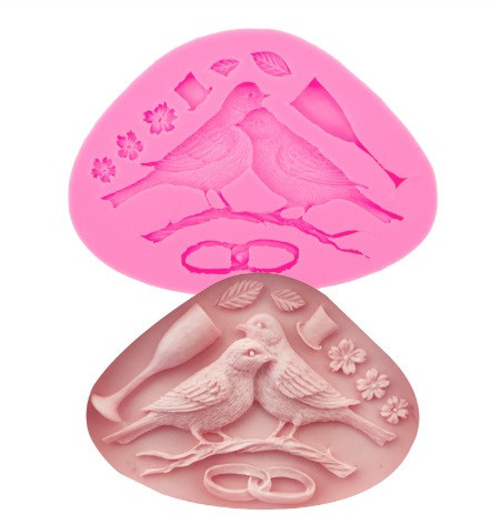 Молд силиконовый Птички 116 на 85 мм розовый Киев - изображение 3