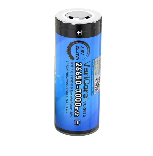 Аккумулятор с защитой 26650 VariCore VC-2670 PCB Li-ion 7000mAh 3.7V (7-35A) Синий Винница - изображение 1