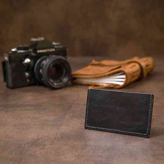 Маленький шкіряний картхолдер Чорний (GRANDE PELLE) Київ