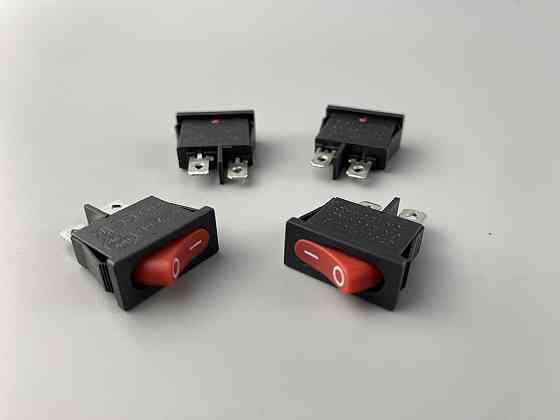 Перемикач клавішний червоний, ON-OFF, 9.5 ммх21мм, 2 ніжки Мукачево