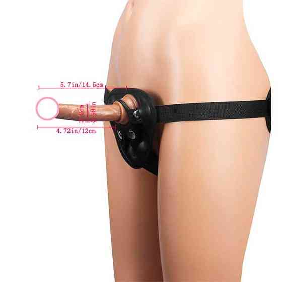 Набор: трусики для страпона, фаллоимитатор и кольца под разные фаллосы - Коричневый Винница