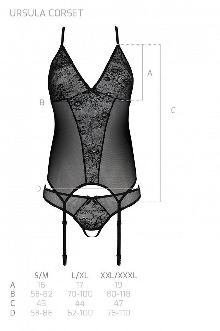 Корсет із пажами, трусики з ажурним декором та відкритим кроком Passion URSULA CORSET L/XL, white Sex Aura Київ - фото 6