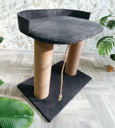 Кігтеточка з великою лежанкою для кішок, дряпка для котів 61×60×40 см Київ