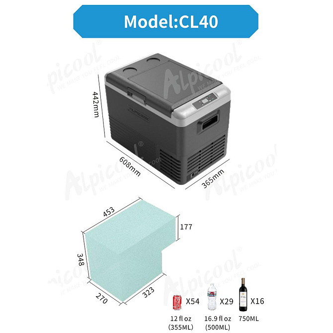 Компрессорный автохолодильник Alpicool CL40G (37 литров). До -20℃, (12, 24, 220 вольт) Дніпро - фото 6