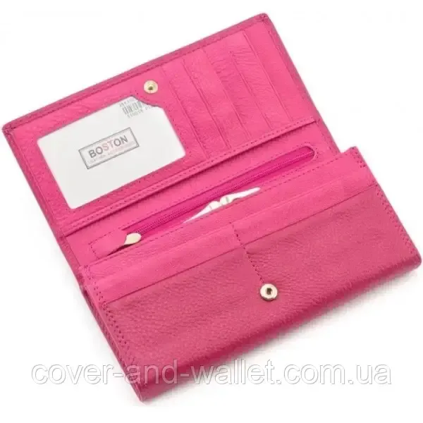 Малиновый женский кошелек на магнитах из натуральной кожи Boston Киев - изображение 3