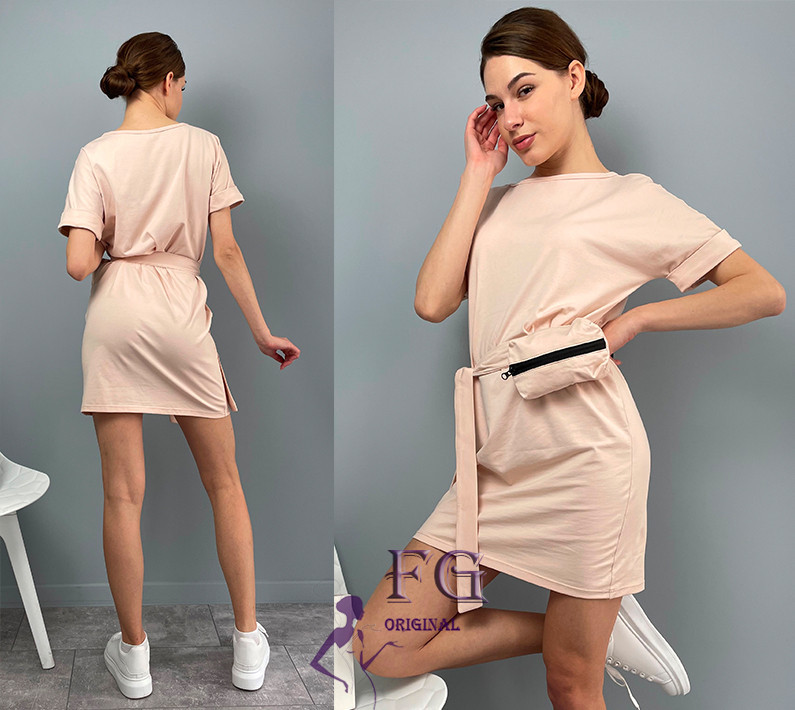 Женское летнее платье с сумочкой на поясе 