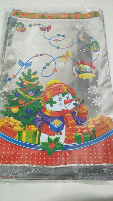 Пакеты фольгированные новогодние для конфет (30*50) №35 Снеговик (100 шт) Харьков - изображение 1