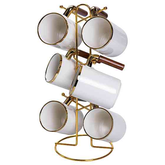 Yiwu Набір чашок на металевій підставці 6 (шт) по 400 (мл) Білий HP-26-11 Киев