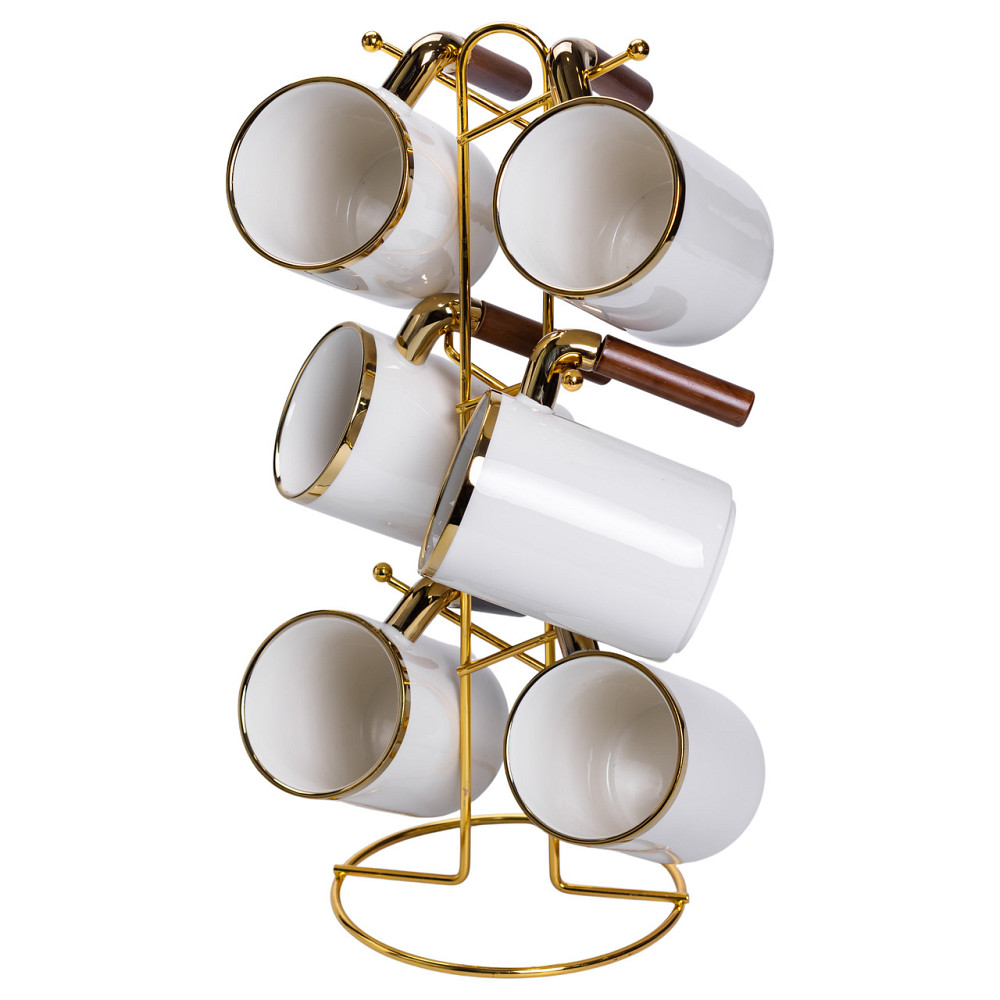 Yiwu Набір чашок на металевій підставці 6 (шт) по 400 (мл) Білий HP-26-11 Киев - изображение 4