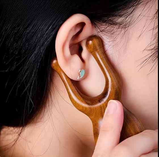 Дерев’яний масажер для обличчя та вух, масажер для носа та точок, ручний масажер з натурального дерева Київ