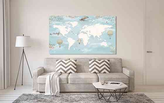 Картина холст в гостиную / спальню  Мапа світу  MLP_304 50x100 см Киев