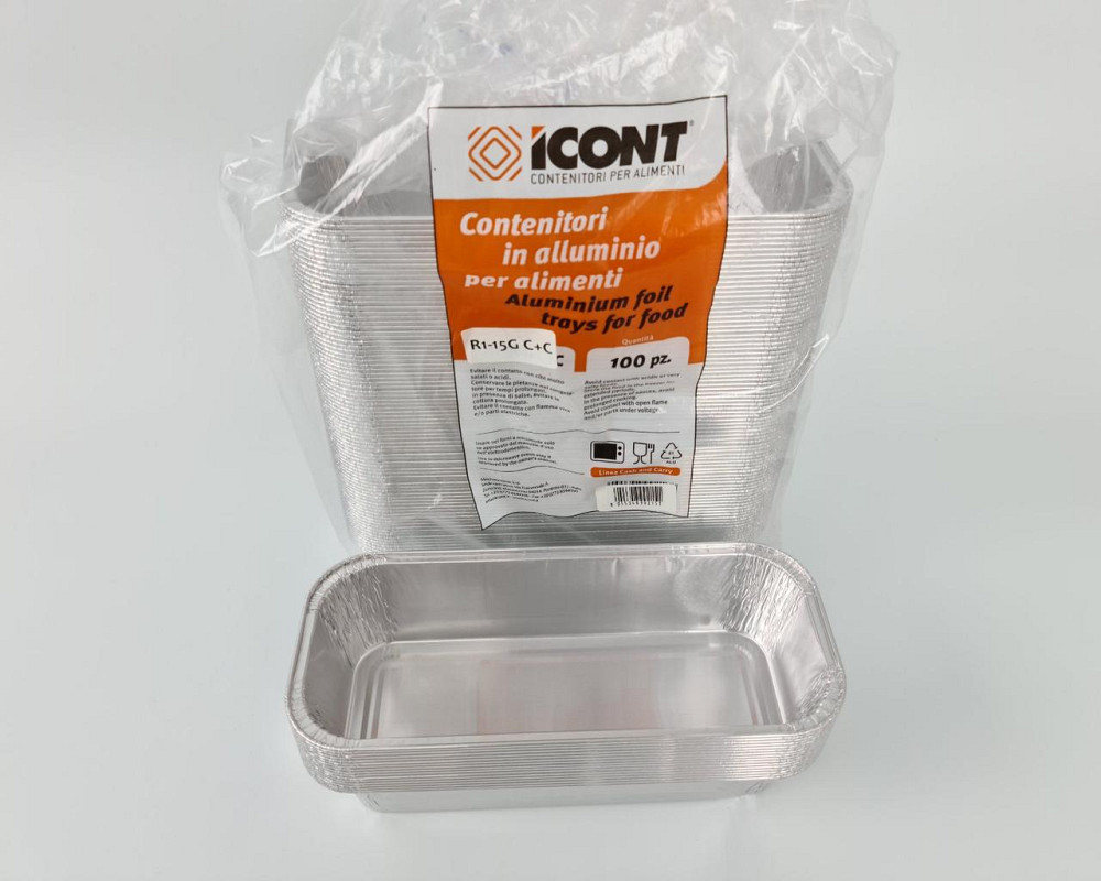 Контейнер из пищевой алюминиевой фольги прямоугольный 800мл R1-15G (R60G) 100шт в упаковки (1 пачка) Харьков - изображение 3