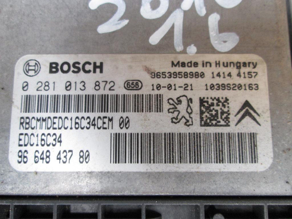 Блок керування двигуном Peugeot Partner 1.6 hdi 2008-2015 (0281013872) Ковель - фото 5