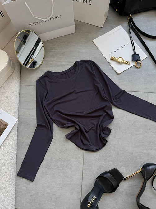 Жіночий базовий лонгслів із віскози Графіт Одеса - фото 1