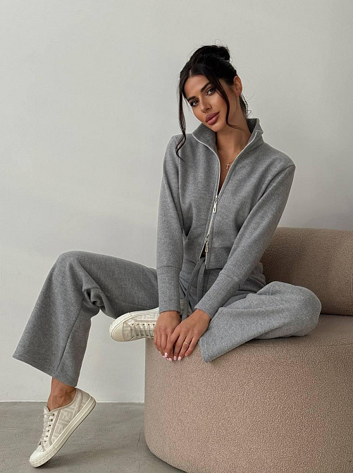 Жіночий базовий теплий костюм: кофта та штани щільна ангора в'язання Сірий, 44/48 Одеса - фото 5