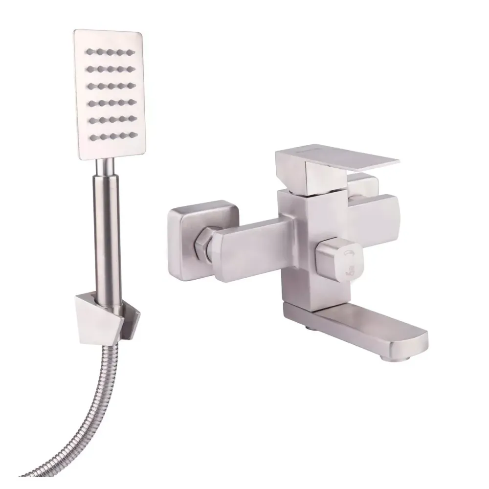 Смеситель для ванны с душевым гарнитуром Wezer PRO3-02 сатин Киев - изображение 1