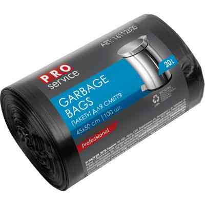 Пакеты для мусора PRO service Standard HD Черные 20 л 100 шт. (4820048483629) Винница