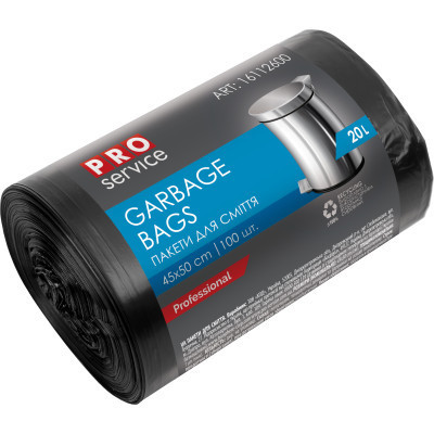 Пакети для сміття PRO service Standard HD Чорні 20 л 100 шт. (4820048483629) Вінниця - фото 1