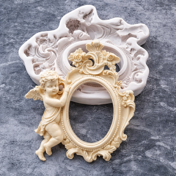 Силиконовый молд Ангел и рамка 147 на 165 мм серый Киев