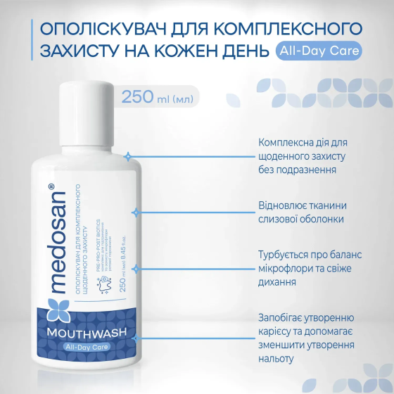 Ополіскувач для комплексного щоденного захисту All-Day Care Medosan 250 мл Київ