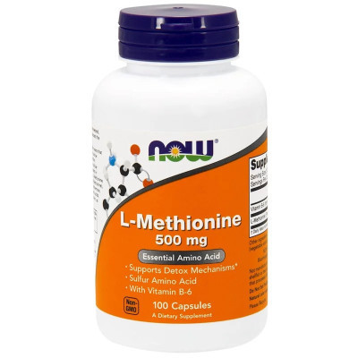 Аминокислота Now Foods L-Метионин, L-Methionine, 500 мг, 100 капсул (NF0117) Винница - изображение 1