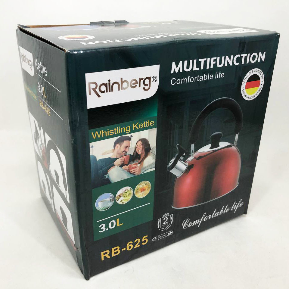 Кухонный чайник с ручкой и свистком Rainberg, Чайник на плиту для кухни для газовых плит VD-22 Львов - изображение 6