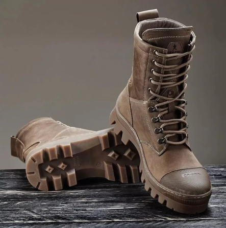 Военные мужские берцы КИБОРГ демисезонные коричневые кожаные тактические берцы прошить и проклеенные Львов