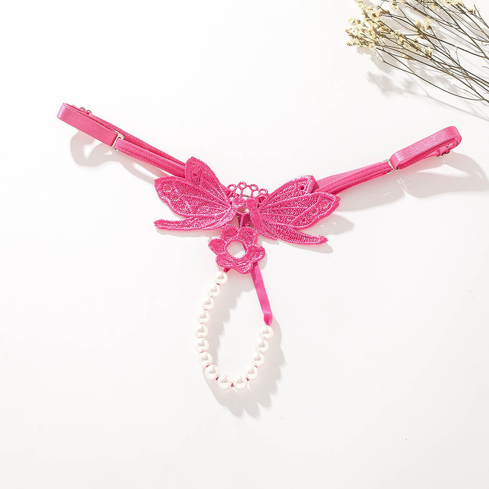 Труси з намистом метеликами та квіточкою one size малиновий Київ - фото 5