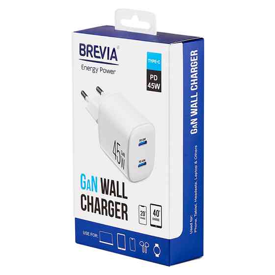 Сетевое зарядное устройство Brevia ePowerGaN PD45W 2xUSB-C белый Львов