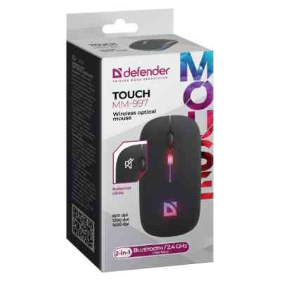 Мышка Defender Touch MM-997 Silent Wireless RGB Black (52997) Винница