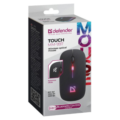 Мышка Defender Touch MM-997 Silent Wireless RGB Black (52997) Винница - изображение 2