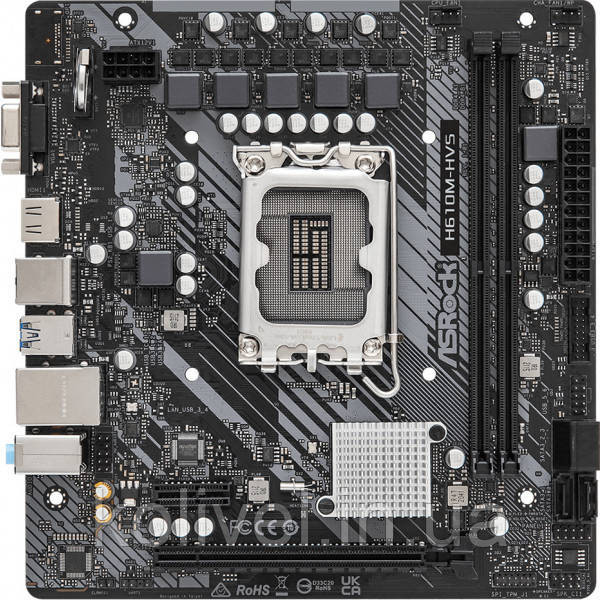 ASRock H610M-HVS (1700/H610, 2*DDR4, 1xPCIex16, HDMI/VGA, 4xSATAІІІ, GLan, 7.1ch, mATX) (H610M-HVS) Київ - фото 1