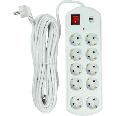 Мережевий фільтр живлення PowerPlant 10м, 10 розеток, USB, євро, 100% мідь (YS-N6065/10) (EX610563) Вінниця